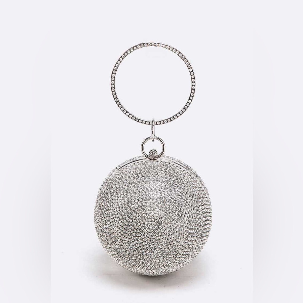 Silver Basketball Crystal Pendant Clutch
